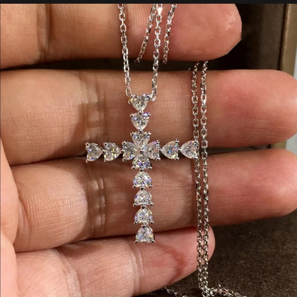 New Cross 925 Silver Necklace Pendant Sapphire - Picture 6 of 6